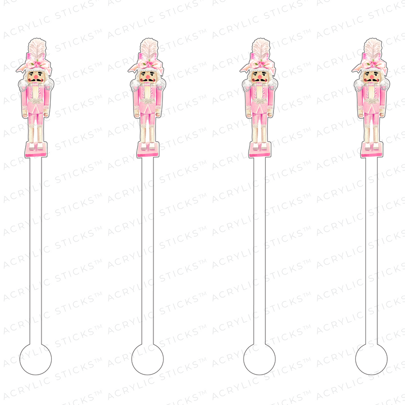 HAUTE PINK HOLIDAY NUTCRACKER ACRYLIC STIR STICKS