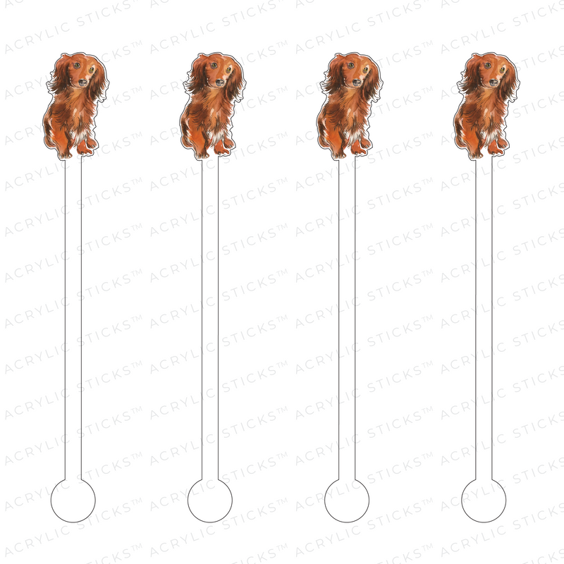 LONG-HAIRED DACHSHUND ACRYLIC STIR STICKS