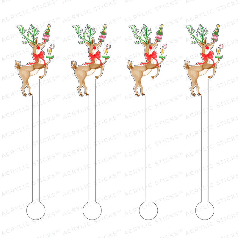 AS X TAYLOR BEACH DESIGN CHRISTMAS COCKTAILS REINDEER ACRYLIC STIR STICKS