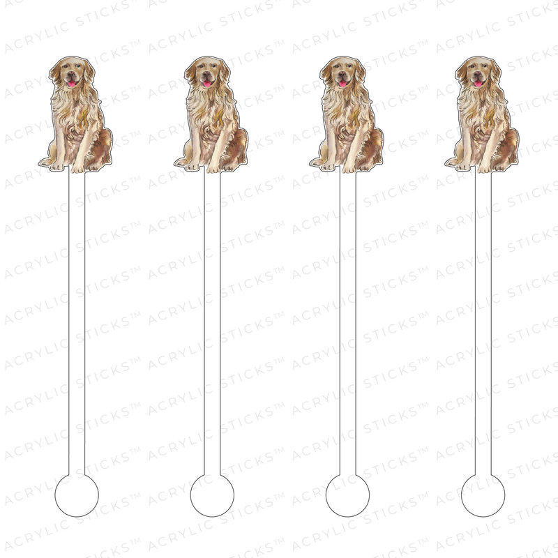 GOLDEN RETRIEVER ACRYLIC STIR STICKS
