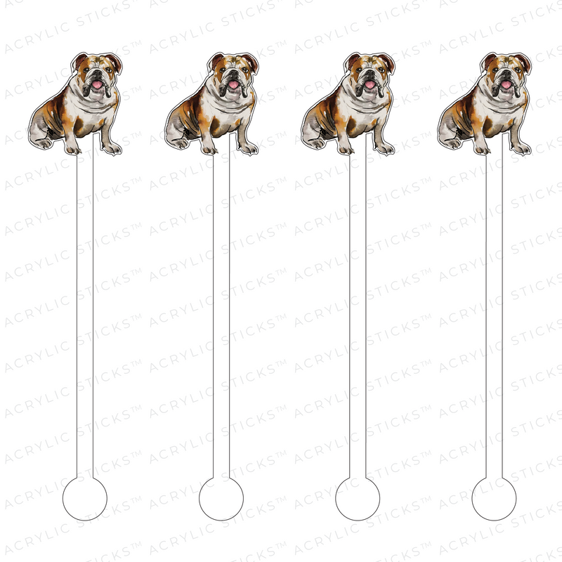 ENGLISH BULLDOG ACRYLIC STIR STICKS