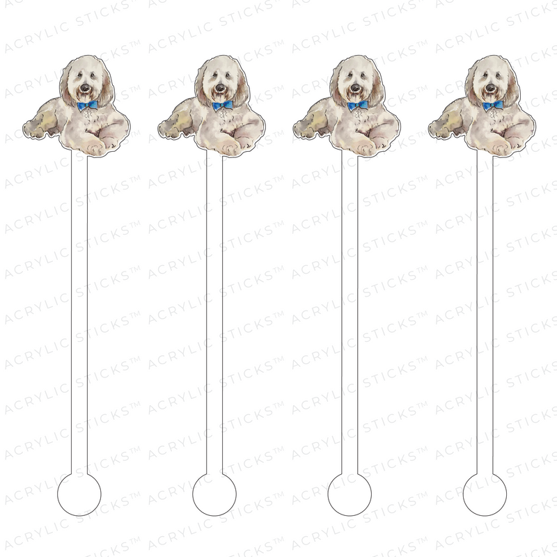 WHITE DOODLE ACRYLIC STIR STICKS