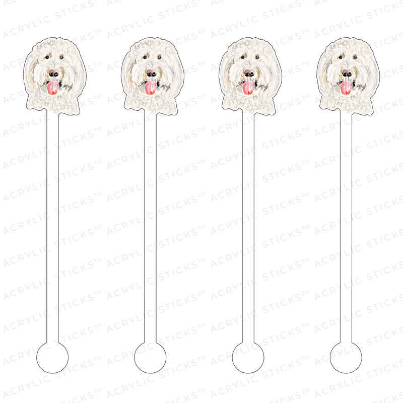 WHITE DOODLE PROFILE ACRYLIC STIR STICKS
