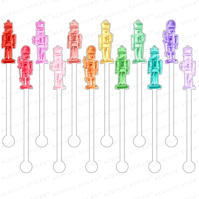 CHRISTMAS WOODEN NUTCRACKERS ACRYLIC STIR STICKS COMBO