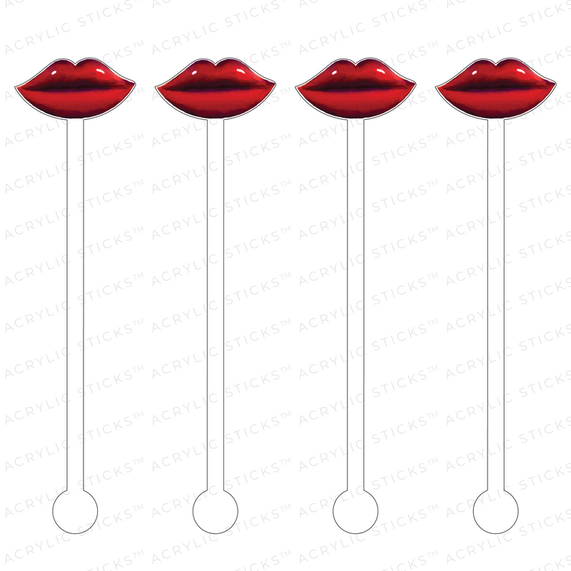 CLASSIC DEEP RED LIPS ACRYLIC STIR STICKS