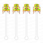 AS X TAYLOR BEACH DESIGN FLORAL BERGERE CHAIR ACRYLIC STIR STICKS