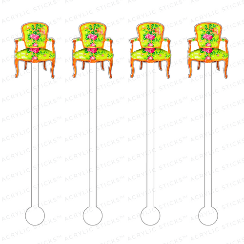 AS X TAYLOR BEACH DESIGN FLORAL BERGERE CHAIR ACRYLIC STIR STICKS