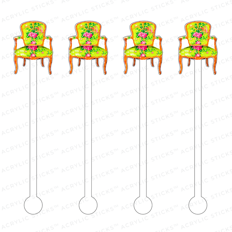 AS X TAYLOR BEACH DESIGN FLORAL BERGERE CHAIR ACRYLIC STIR STICKS