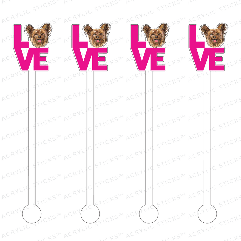 LOVE YORKIE ACRYLIC STIR STICKS