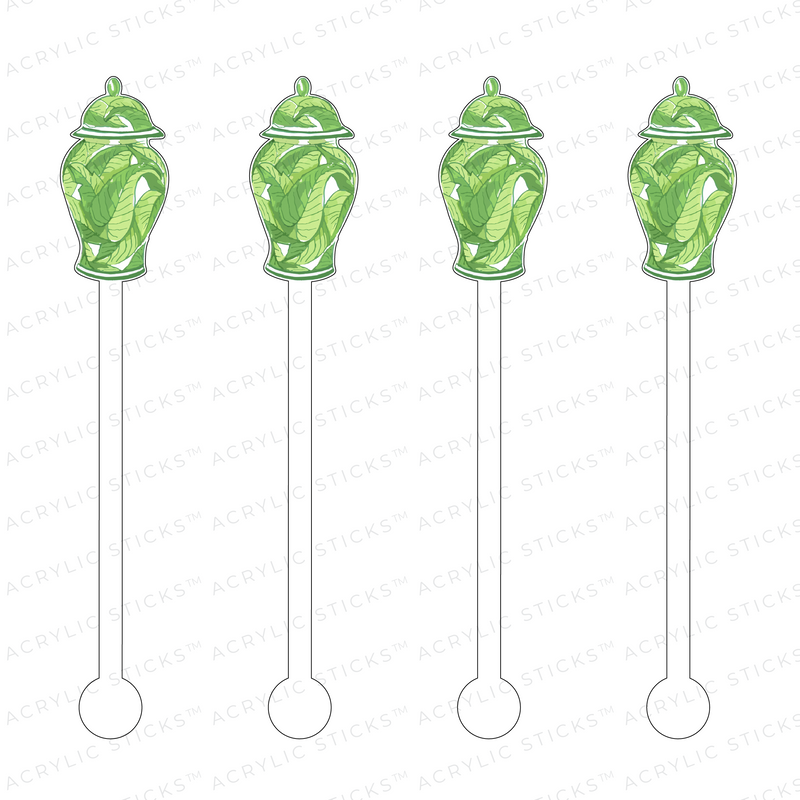 AS X TAYLOR BEACH DESIGN BANANA LEAF GINGER JAR ACRYLIC STIR STICKS