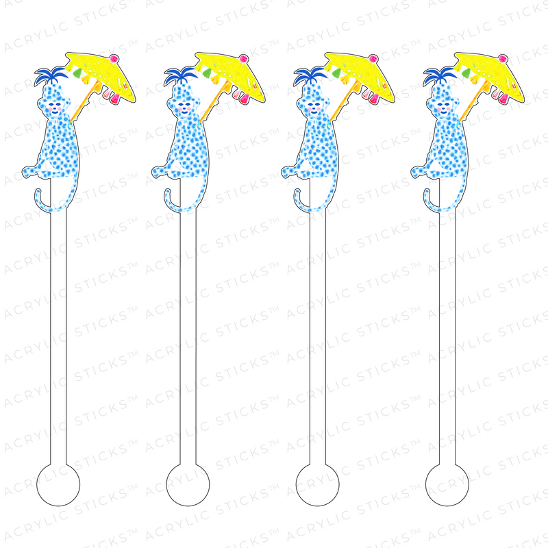 AS X TAYLOR BEACH DESIGN BLUE VERVET MONKEY ACRYLIC STIR STICKS