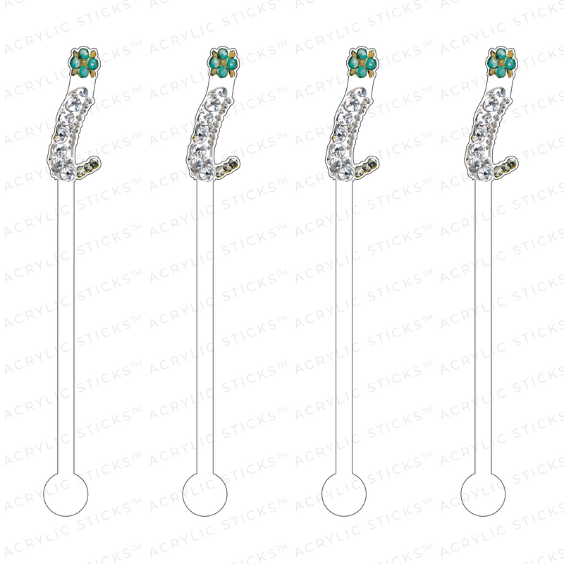 LITTLE 'I' JEWELED MONOGRAM ACRYLIC STIR STICKS