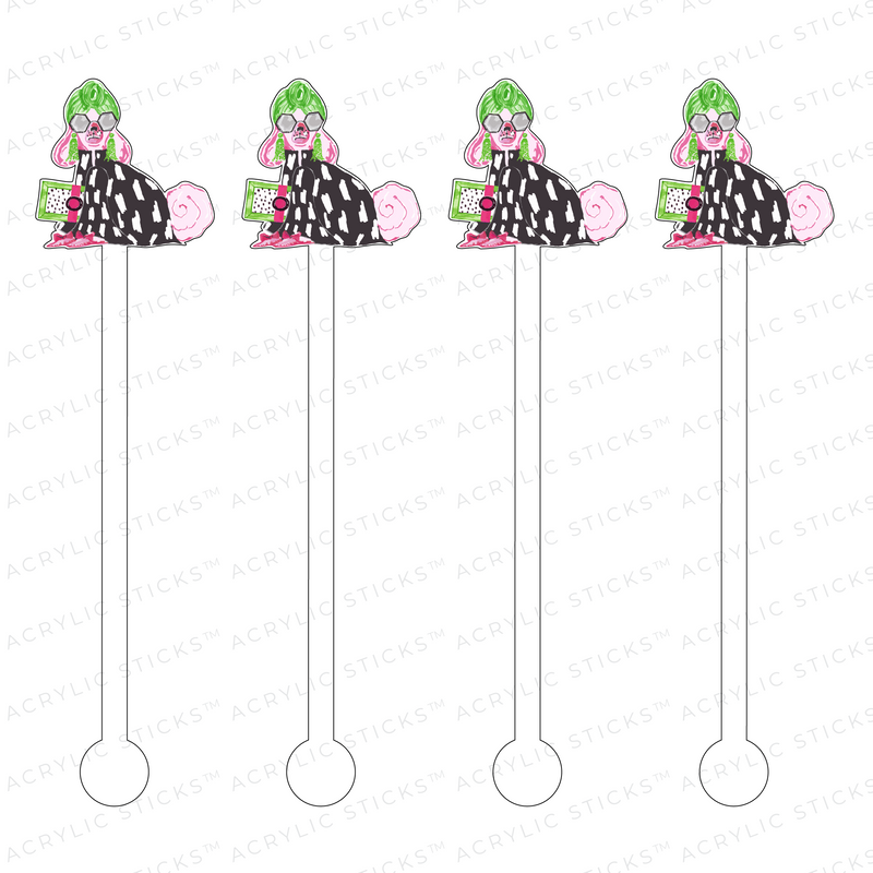 AS X TAYLOR BEACH DESIGN GLAMOUR STAFFIE DOG ACRYLIC STIR STICKS