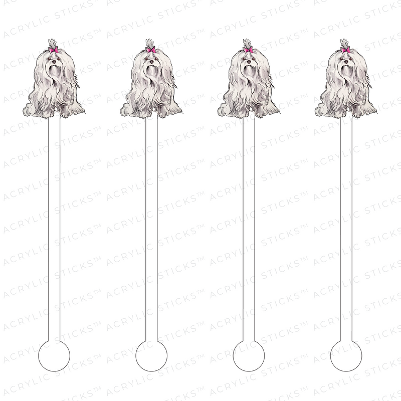 MALTESE LONG-HAIRED ACRYLIC STIR STICKS