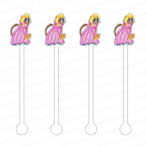 AS X TAYLOR BEACH DESIGN GLAMOUR LEOPARD ACRYLIC STIR STICKS