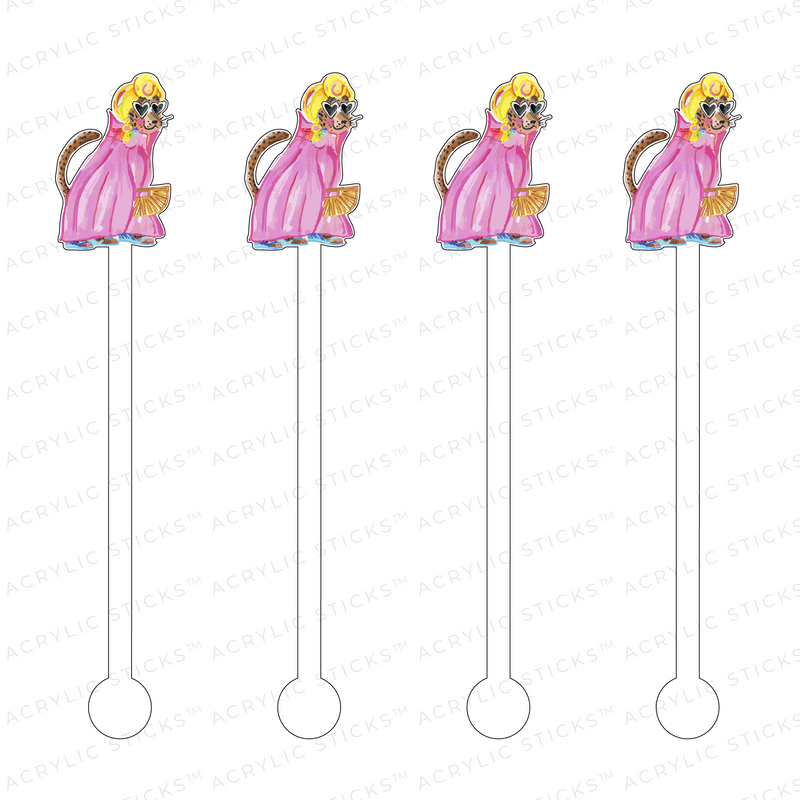 AS X TAYLOR BEACH DESIGN GLAMOUR LEOPARD ACRYLIC STIR STICKS
