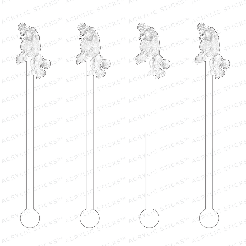 STRUTTING POODLE ACRYLIC STIR STICKS