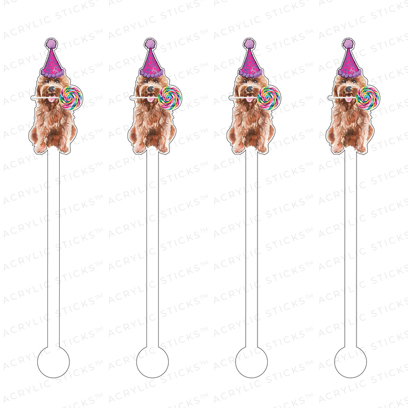 SWEET, LET'S PARTY GOLDENDOODLE ACRYLIC STIR STICKS