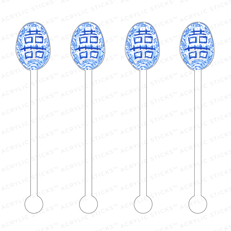 AS X TAYLOR BEACH DESIGN DOUBLE HAPPINESS CHINOIS EGG ACRYLIC STIR STICKS