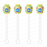 AS X TAYLOR BEACH DESIGN YELLOW SQUATTY GINGER URN ACRYLIC STIR STICKS
