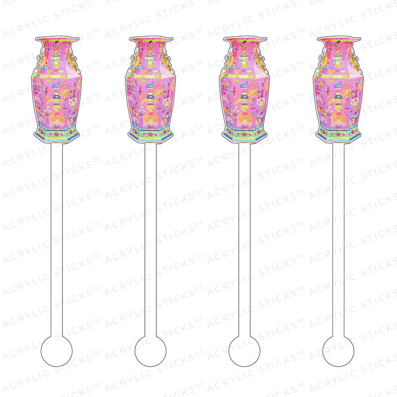 AS X TAYLOR BEACH DESIGN PINK SCENE GINGER URN ACRYLIC STIR STICKS
