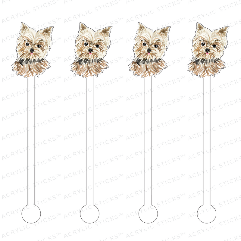 MINI YORKIE PROFILE ACRYLIC STIR STICKS