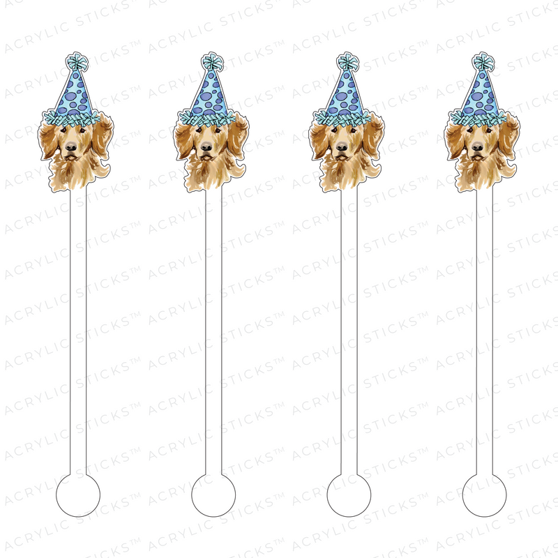 POLKA PARTY HAT RETRIEVER ACRYLIC STIR STICKS
