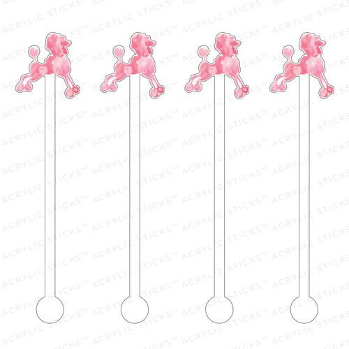 PINK PROFILE POODLE ACRYLIC STIR STICKS