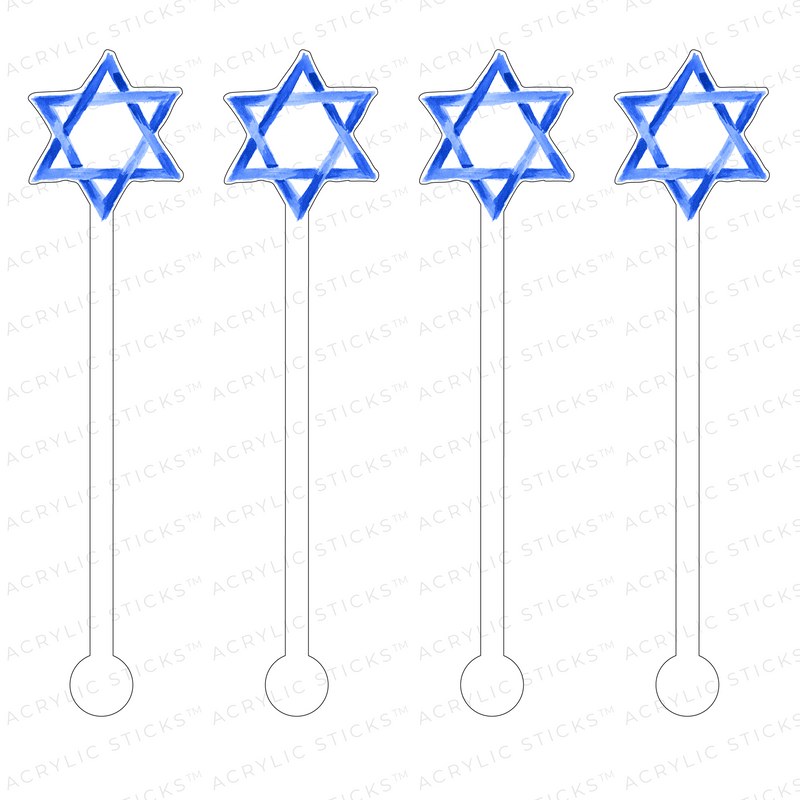 STAR OF DAVID BLUE ACRYLIC STIR STICKS