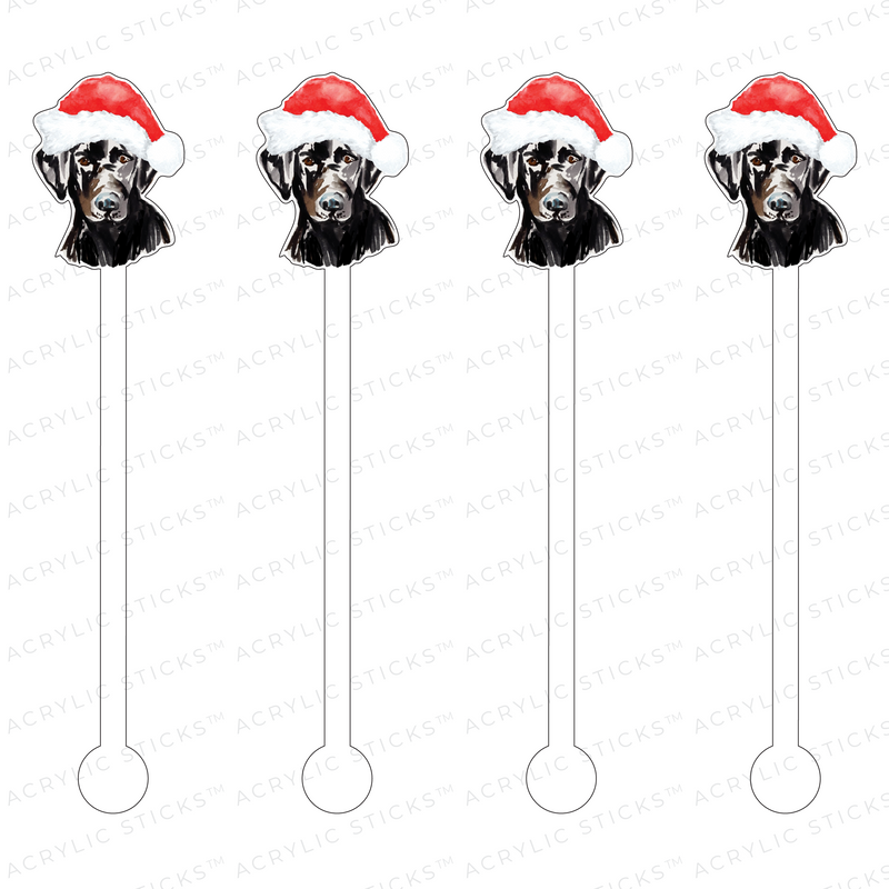 BLACK LAB SANTA CLAUS ACRYLIC STIR STICKS