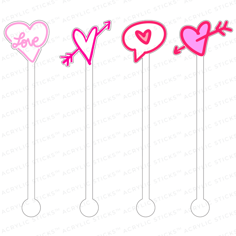 EXPRESSION HEARTS ACRYLIC STIR STICKS COMBO