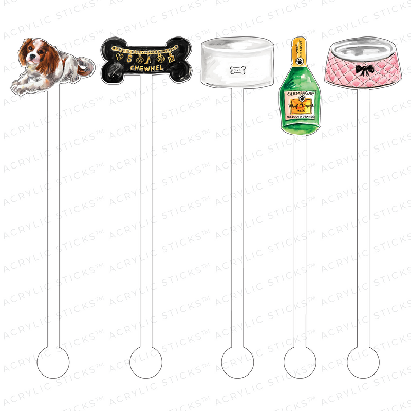 MY KING CHARLES CAVALIER SURVIVAL KIT ACRYLIC STIR STICKS COMBO