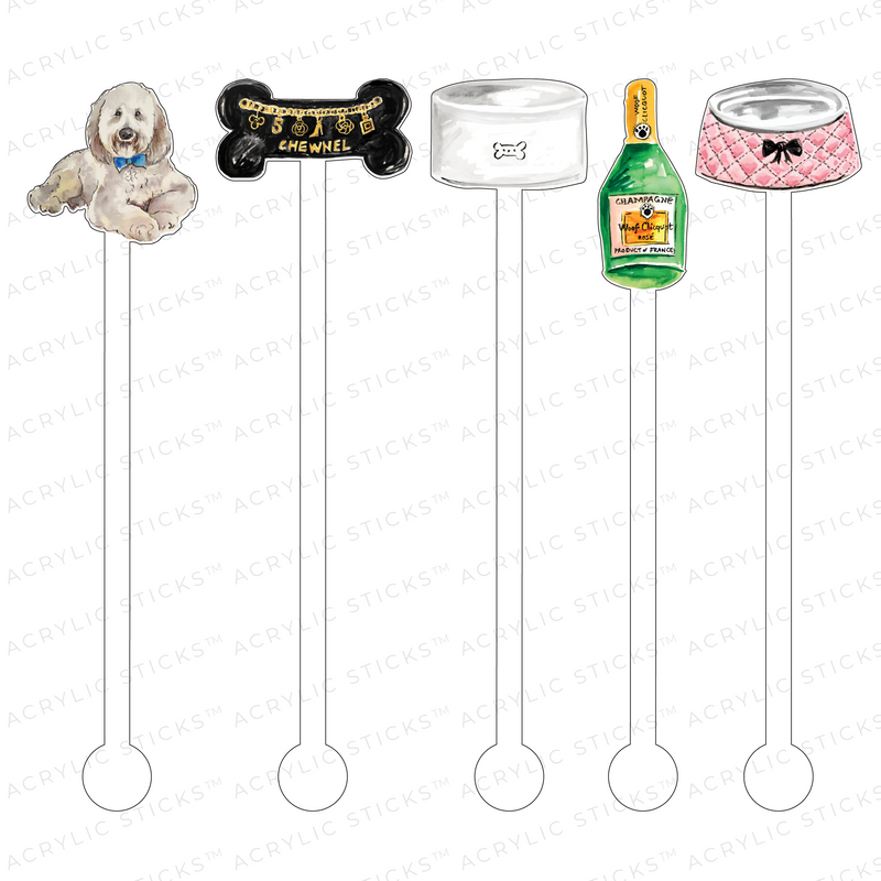 MY WHITE DOODLE SURVIVAL KIT ACRYLIC STIR STICKS COMBO