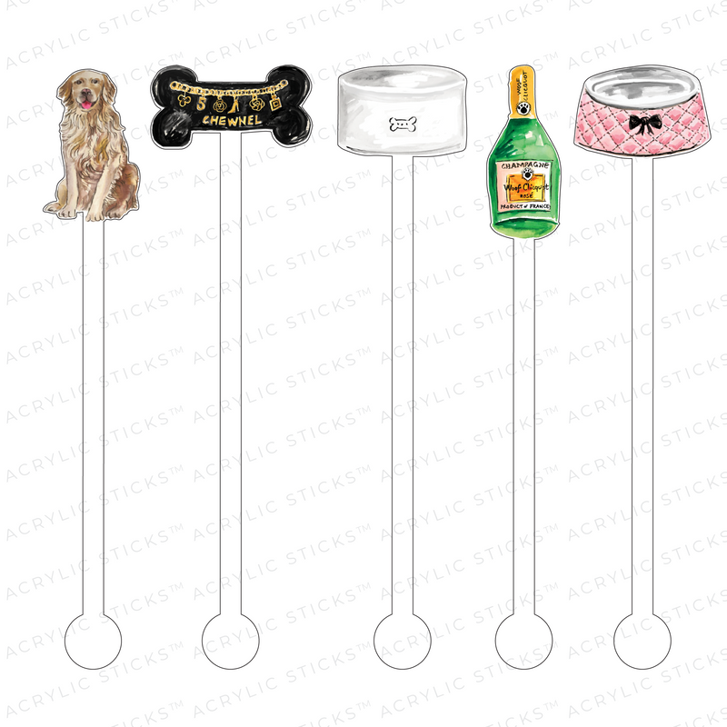 MY GOLDEN RETRIEVER SURVIVAL KIT ACRYLIC STIR STICKS COMBO