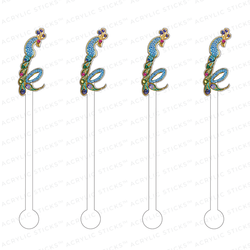 LITTLE 'K' JEWELED MONOGRAM ACRYLIC STIR STICKS