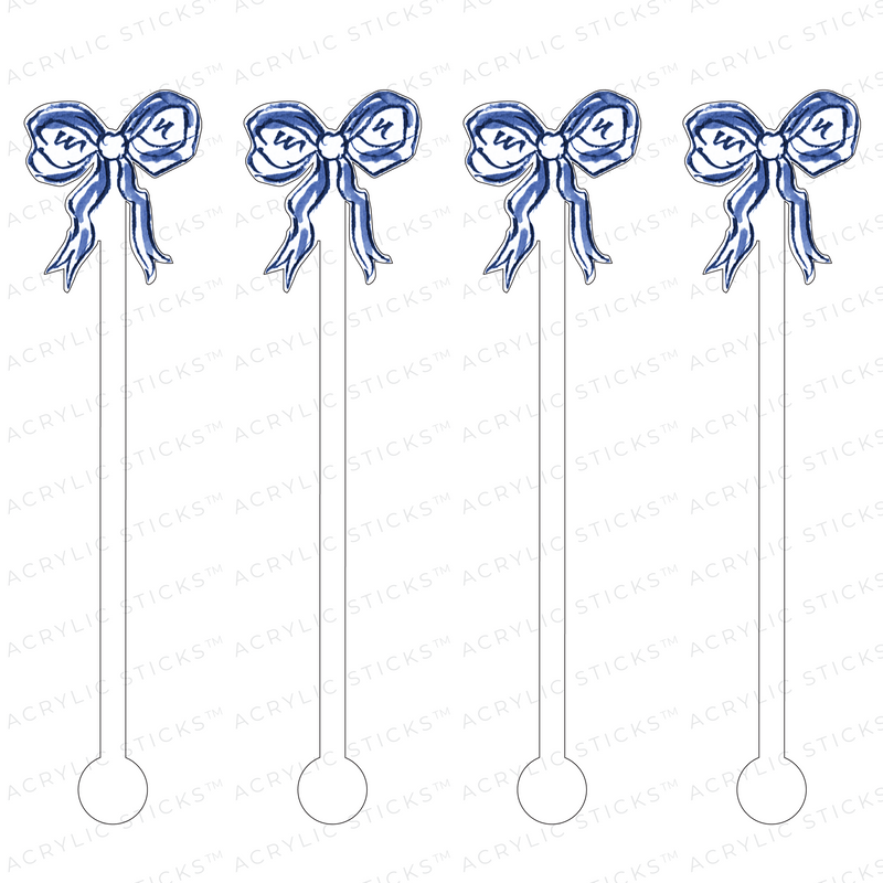 DAINTY BLUE BOW ACRYLIC STIR STICKS