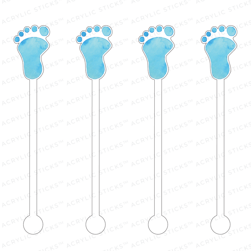 BLUE BABY FOOTPRINT ACRYLIC STIR STICKS