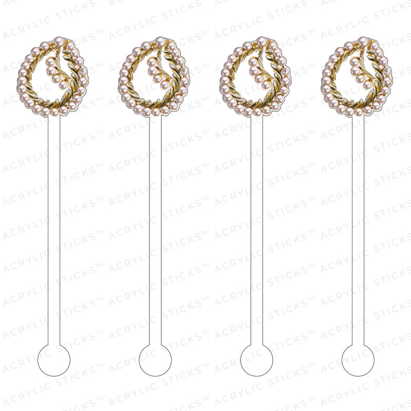 'O'  PEARL JEWELED MONOGRAM ACRYLIC STIR STICKS