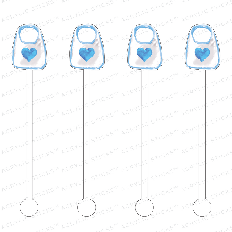 BLUE HEART BIB ACRYLIC STIR STICKS