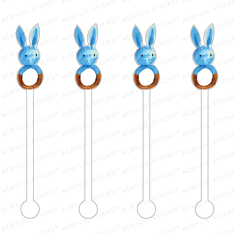 BLUE BUNNY RATTLE ACRYLIC STIR STICKS