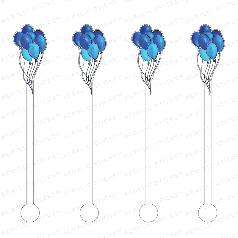 BLUE BALLOONS ACRYLIC STIR STICKS