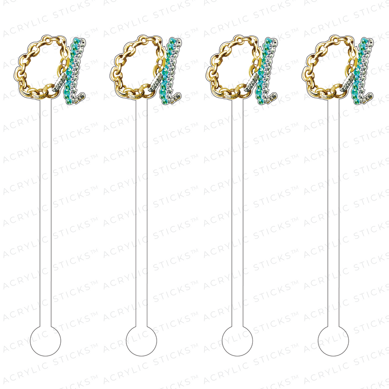 LITTLE 'A' JEWELED MONOGRAM ACRYLIC STIR STICKS