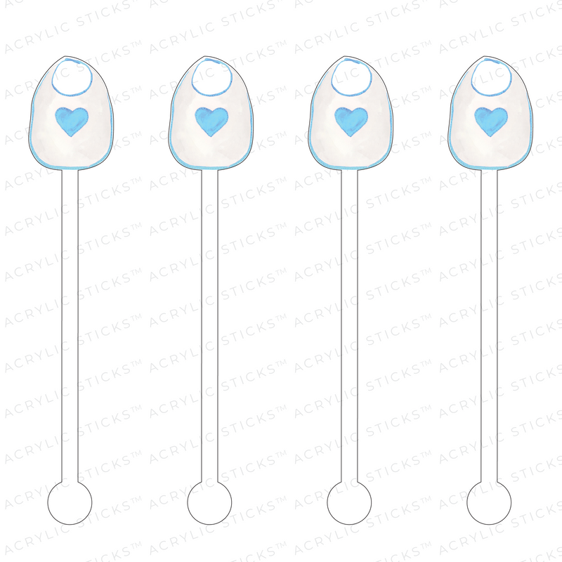 BLUE HEART BIB ACRYLIC STIR STICKS