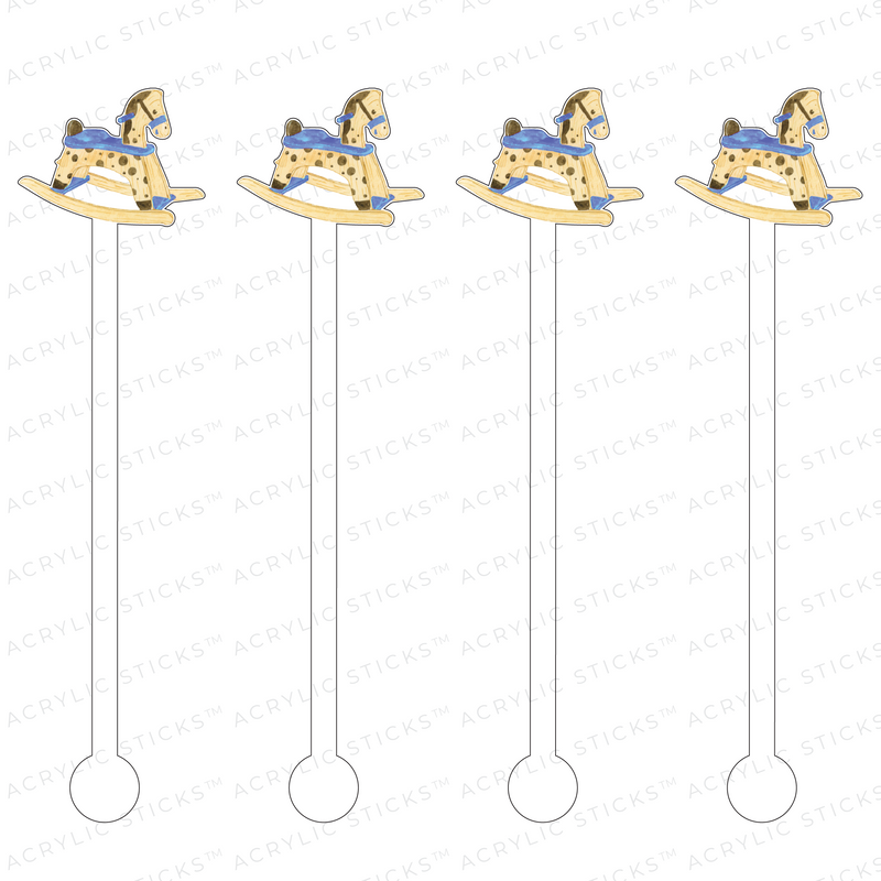 BLUE ROCKING HORSE ACRYLIC STIR STICKS