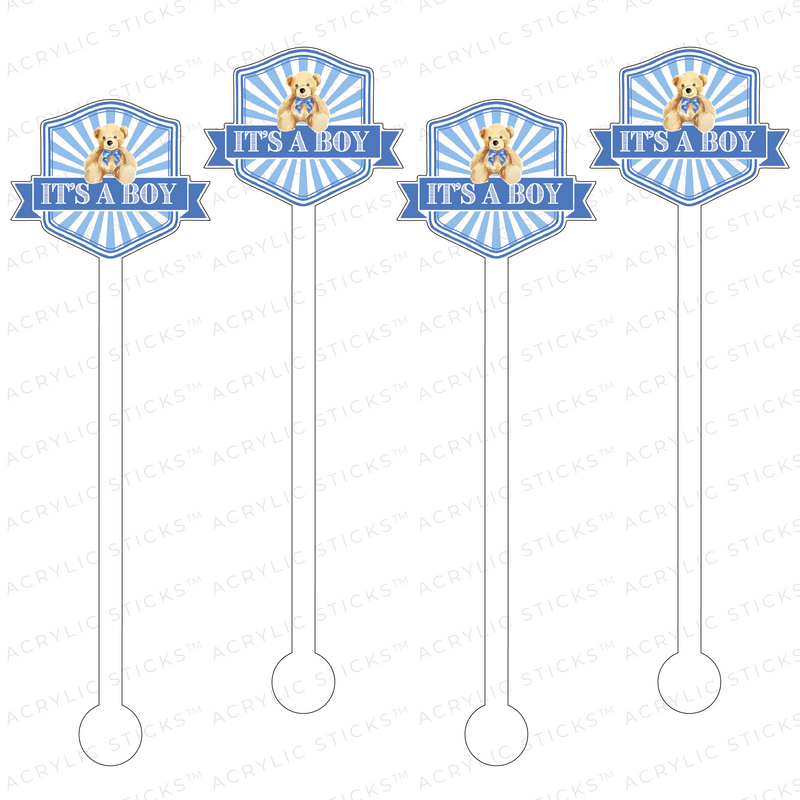 IT'S A BOY CREST ACRYLIC STIR STICKS