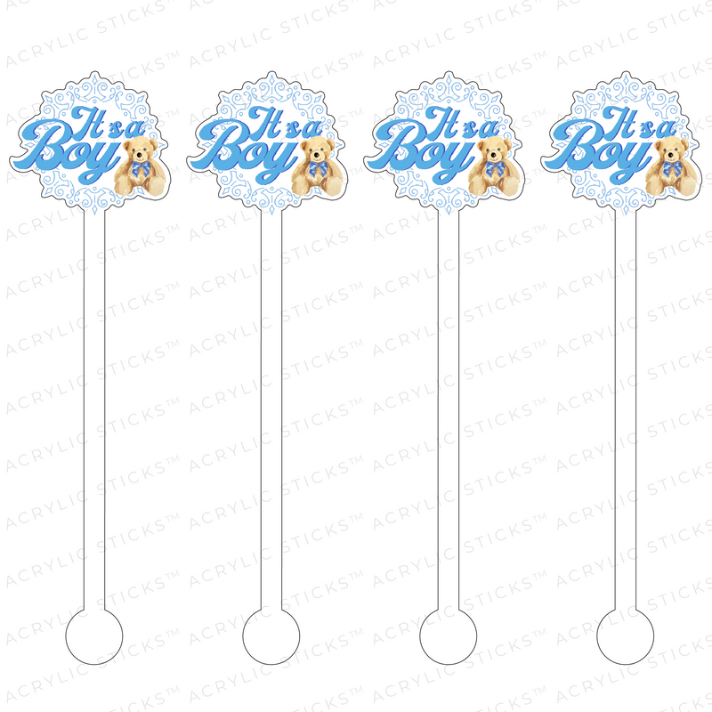 IT'S A BOY DECAL ACRYLIC STIR STICKS