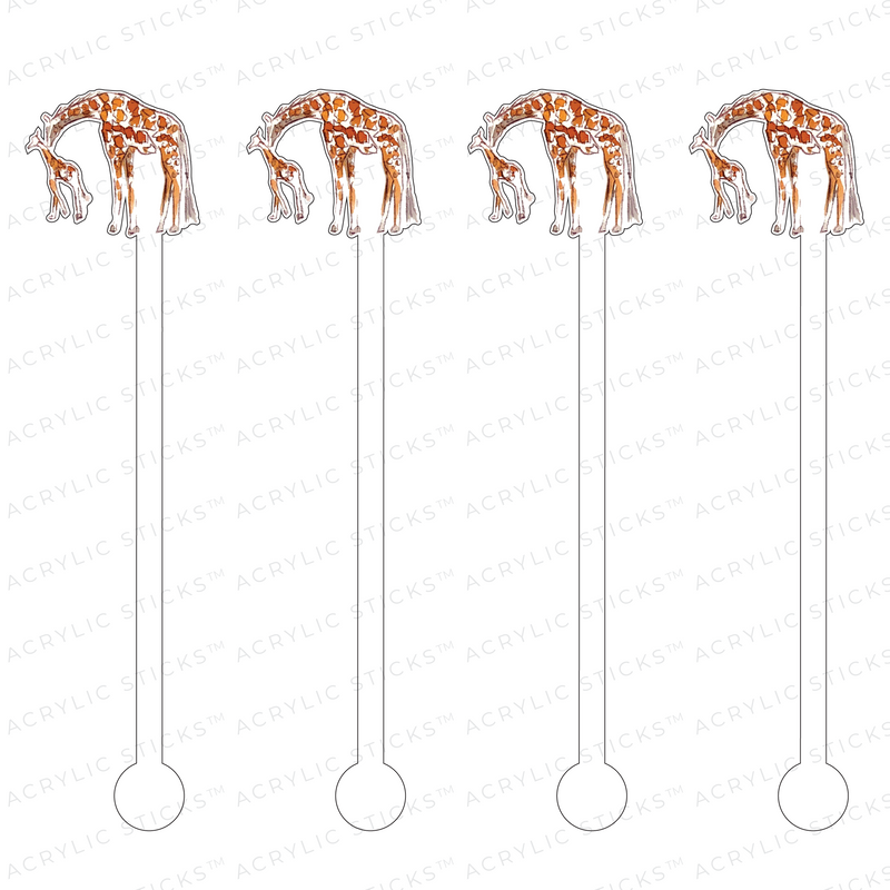 MOM & BABY GIRAFFE ACRYLIC STIR STICKS