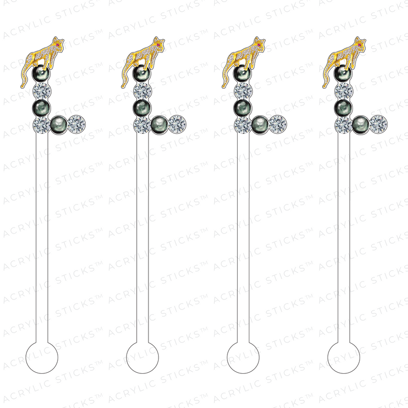 'L' JEWELED MONOGRAM ACRYLIC STIR STICKS