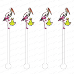 STORK with BABY ACRYLIC STIR SRICKS