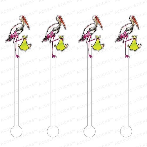 STORK with BABY ACRYLIC STIR SRICKS